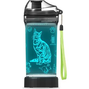زجاجة مياه للأطفال، كوب رياضي مضيء على شكل حصان مع ضوء حصان LED متوهج ثلاثي الأبعاد - 14 أونصة تريتان خالية من مادة BPA - للتخييم والعطلات (الحصان)