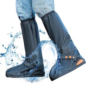 Shoe Covers Waterproof - with Zipper Hard Sole, Reusable Rain Boot Shoe Cover, Non-Slip with Reflector Foldable, for Rainy and Snowy Outdoors Garden etc, Rain Boots for Men Women Kid