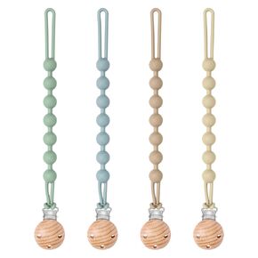 MISSLILI Baby Silicone Pacifier Clip, BPA Free, 4 Pack One Piece Soft Flexible Binky Clips Pacifier Holder Clips for Girls and Boy - Safe for Newborns