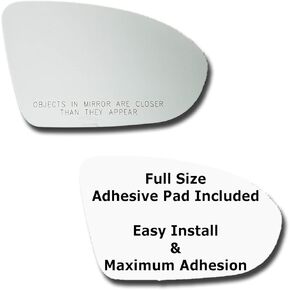 Mirror Glass + Full Size Adhesive Pad for 2017-2019 Chevrolet Cruze Passenger Side Replacement (2018 17 18 19)