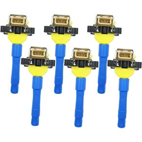 IGNITION COILS UF226 UF68 SET OF 6 COMPATIBLE WITH BMW 318 320 325 520 525 530 540 730 740 840 M3 1.8 2.0 2.5 3.0 4.0 L4 L6 V8 E32 E34 E36 E38 M50 M52 M60