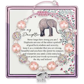 Elephant To My Daughter Gifts from Mom Dad Elephant Bracelet Elephant Gifts for Daughter from Mom Never Forget How Strong You Are Elephant Inspired Gift Birthday Gift for Daughter