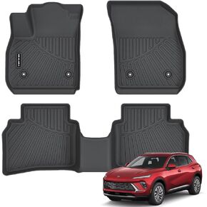 سجادات الأرضية وبطانة البضائع لعام 2021 2022 2023 2024 Buick Envision بطانات أرضية مطاطية للحماية من جميع الأحوال الجوية لعام 2021-2024 Buick Envision مجموعة كاملة من ملحقات سجادة السيارات، أسود