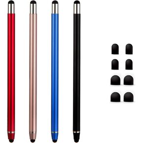 Stylus Pens for Touch Screens - Waycco High Sensitivity Capacitive Stylus 2 in 1 Touch Screen Pen with 8 Replaceable Tips for iPad iPhone Tablets Samsung Galaxy All Universal Touch Devices - 4 Pack