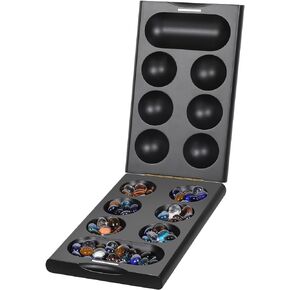 Wooden Mancala Board Game Set with 48 + 24 Multicolor Glass Stones Portable Folding Board for 2 Players Classic Travel Games for Adults and Kids（Unfolds Size：8.8 inches）