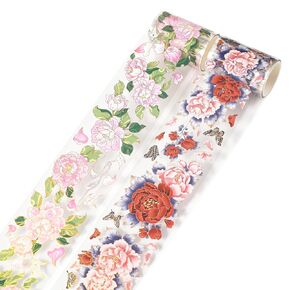 2 Rolls PET Washi Tapes, Floral Tape Set for Crafts Planner, Adhesive Scrapbook Stickers for Journaling DIY Arts (Flower)