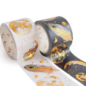 مجموعة شريط WT Starlight Washi، بكرتان، تصميمات أصلية، شريط لاصق مزخرف، شريط رقائق ذهبية، لوازم مخطط بوجو، شريط تغليف لاصق، شريط ورقي يمكنك صنعه بنفسك