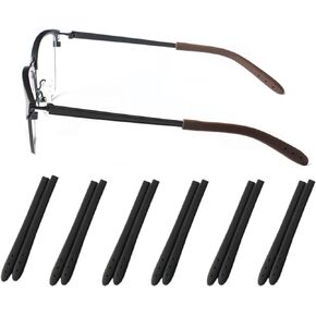 Eyeglass End Tips, Anti-Slip Soft Silicone Eyeglass Replacement Temples Sleeve for Thin Metal Eyeglass Legs, 6Pairs