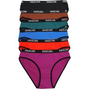Angelina Women's Printed Cotton Spandex Bikini Panties (6-Pack)