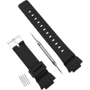 SING F LTD 16mm Black Rubber Waterproof Watch Strap Replacement Watch Strap Band Watch Belt Compatible with Casio GLX GA-200 GA-150 GA-201 GA-300