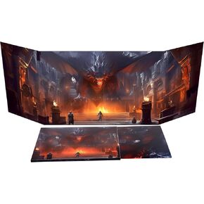 شاشة CZYY DM Screen الرئيسية للعبة من الورق المقوى ذات 4 ألواح مع جيوب شفافة وقابلة للمسح، أداة درع رئيسية للعبة العمل الفني للقلعة القاتمة لمشغل Dungeon Master وRPG (النمط B) in Kuwait