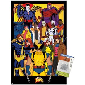 Trends International Marvel X-Men '97 - Characters Wall Poster, 22.37" x 34.00", Poster & Push Pin Bundle