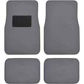 BDK Gray Heavy Duty Front & Rear Carpet Floor Mats Universal Liners for Car SUV Van & Truck, All Weather Protection with Anti-Slip Nibs, Fit Contours of Most Vehicles