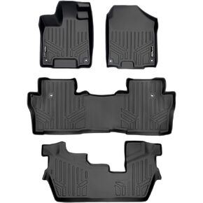 SMARTLINER Custom Fit Floor Mats 3 Row Liner Set Black Compatible with 2016-2022 Honda Pilot (No Elite Models)