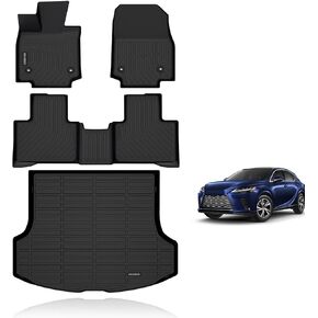 KELCSEECS® Floor Mats & Cargo Liner Custom for RX 2023 2024 2025,All Weather Protection TPE Floor Liners Front& Rear Row Full Set Lexus RX Accessories Black