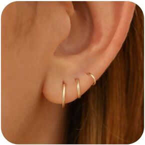 Small Hoop Earrings for Women, Lightweight 18K Gold Plated Huggie Hoop Earrings Dainty Hypoallergenic Earring Set Cute Earrings Pack for Women Girls Trendy Jewelry Gifts