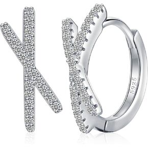 Moissanite Hoop Earrings for Women,0.56ct-3.52Carat D Color VVS1 Brilliant Round Cut Lab Created Diamond 18K White Gold Plated 925 Sterling Silver Hoop Earrings Jewelry Gifts for Women