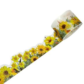allydrew Landscape Floral Metallic Gold Foil Washi Tape, 30mm x 3M, Yellow Sunflowers