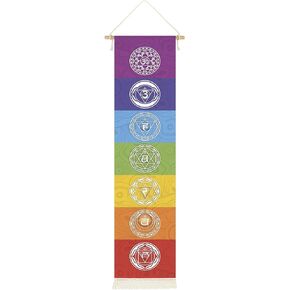 Hanging Poster Canvas Wall Art Banner For Meditation 7 Chakra Mandala Yoga Painting | Wall Hanging Yoga Tapestry Decoration With 1 Tassel Decor Tapestry Decoration For Meditation Studio Room