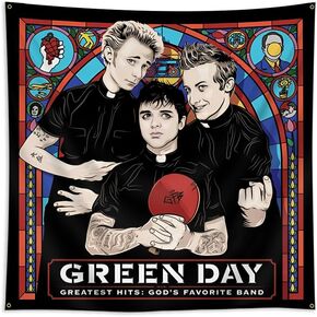 Moor Green Tapestry Day Greatest Hits God's Favorite Band Banner Music Album الجدار شنقا العلم (3x3ft، لون زاهي، بوليستر) للرجال الكهف، النوم، احتياجات الهدايا in Kuwait