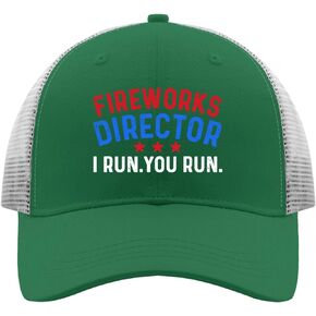 Fireworks Director I Run You Run Trucker Hat Men Funny Mesh Cap for Summer