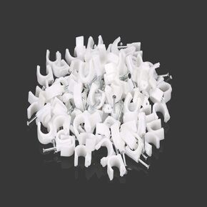 150 Pieces Half Clamp Hanger J-Hook Outdoor with Nail Plastic J-Hook Pipe Hanger for PEX Tubing Pipe Support (6mm) (white)