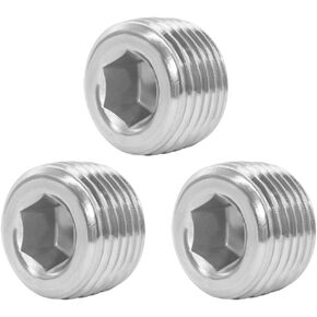Joywayus 3Pcs Stainless Steel Internal Hex Thread Socket Pipe Plug 3/8"NPT Male
