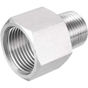 uxcell Pipe Fitting Adapter 3/8 NPT Male to M20x1.5 Female, Stainless Steel for Water Oil Air Pressure Gauge