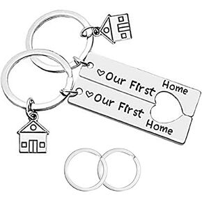 2 Pcs New Home Keychains, Our First Home Housewarming Gift New House Decoration Jewelry Key Rings for New House Owner Wife Husband Lover