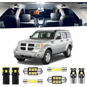 10-Pieces Nitro Interior LED Light Kit for Dodge Nitro 2007 2008 2009 2010 2011 White 6000K Interior LED Lighting Package + License Plate Lights, Install Tool