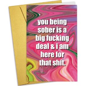Nchigedy Funny Sobriety Gift for Men Women, Rude Sobriety Anniversary Card for Him Her, Addiction Recovery Card for Friends