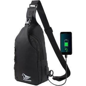 Leather Sling Bag for Women Men Crossbody Bag Waterproof Small Sling Backpack Lightweight Anti Theft Travel Bag