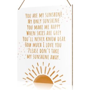 UDNADKEX Boho Nursery Wall Sign Hanging Decor, You Are My Sunshine Make Me Happy, Nursery Boy Girl Kids Bedroom Toddler Room Wooden Decor Nursery Decoration
