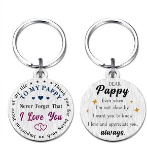 Fathers Day Keychain Gifts for Pappy- I Love You Pappy Birthday Keychain- Christmas Xmas Valentines Thanksgiving