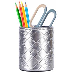 Pencil Holder, PU Leather Pencil Organizer for Desk for Cosmetics Office Supplies,Makeup Brushes Holder Brown PH106