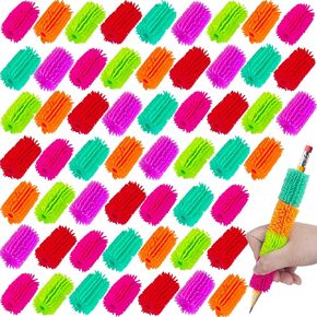 60 Pcs Pencil Holders for Kids Handwriting,Colorful Reusable Spiky Decompression Pencil holder,Ergonomic Writing Aid Holder for Children Preschoolers Adults