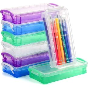 8 عبوات من علب الأقلام البلاستيكية من نيكونوم، صناديق مقلمة ذات سعة كبيرة، مقلمة للأطفال، صندوق تلوين مع غطاء محكم الإغلاق، منظم مستلزمات الأعمال الفنية، صندوق تخزين مستلزمات المكتب للفصول المدرسية in Kuwait