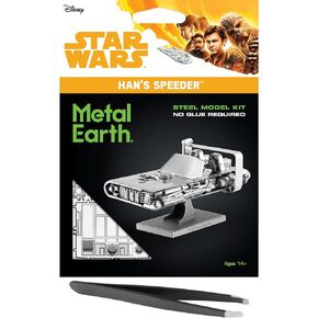 Metal Earth Fascinations Star Wars Han's Speeder 3D Metal Model Kit Bundle with Tweezers