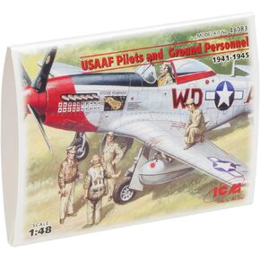 ICM 48083 Plastic Figure Model USAAF Pilots and Ground Personnel (1941-1945) (5 Figures - 3 Pilots, 2 Mechanics), Aircraft Model Kit - Scale 1:48