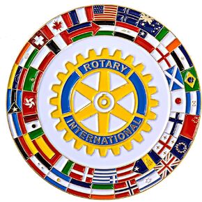 Rotary International with Flags Fraternal Auto Emblem - [Multicolored][3'' Diameter]