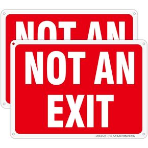 2 Pack Not an Exit Signs, 10x7 Inches Aluminum Metal Not Exit Sign, UV Protected, Durable, Weatherproof, Easy to Install, Indoor/Outdoor Use