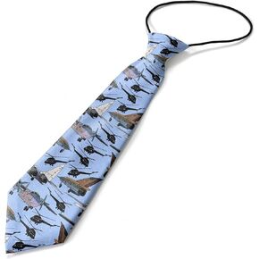 Toddler Size ( Retro Airplanes Helicopters ) Pre-Tied Adjustable Novelty Necktie, Fashion Conversational Neck Strap Ties for Boys and Children, for Wedding Parties Events