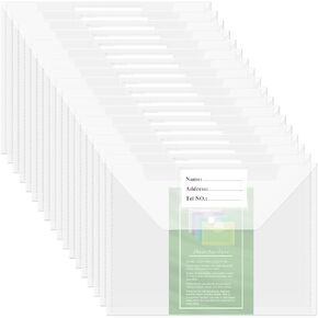 NACHLYNN 18 Pack Plastic Envelopes Plastic Folders With Snap Closure, A4 Size Clear File Envelopes with Label Documents Folders Organizers for Home Work Office Organization in Kuwait