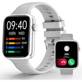 Smart Watches for Women Men (Answer/Make Calls) Compatible with iPhone/Android Phones, 1.85" HD Screen Fitness Tracker Heart Rate Blood Oxygen Sleep Monitor Smartwatch (Grey)