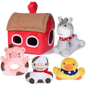 KMUYSL Baby Toys 0-12 Months, Plush Barn with Stuffed Animals Toys for Infant Newborns, Soft Sensory Toys, Birthday Christmas Easter Gifts for Baby 0-3-6-9-12 Months Boys Girls