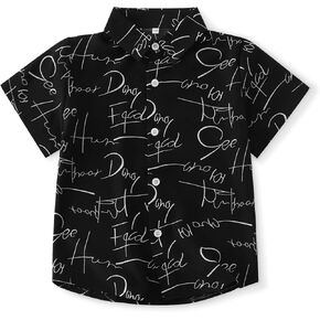 Boys Short Sleeve Button Down Shirt,Lightweight Casual Summer Print Dress Shirt Tops in Kuwait
