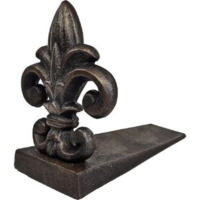Lulu Decor 100% Cast Iron Fleur De Lis Door Stopper, 4 lbs 5 oz, Well Built Door Stopper, 6.50" H, 6" L