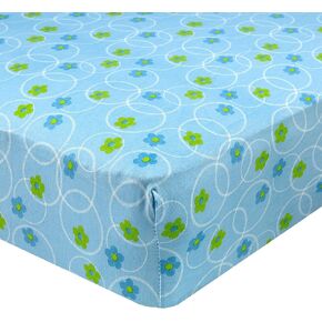 Super Soft Fitted Crib Sheets – 100% Jersey Cotton – for Boys and Girls - 28" x 52" Fits Full Size Crib and Toddler Bed Mattresses - Covered Elastic Hem – Blue Floral – by Abstract