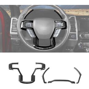 for F150 Interior Trim Kit, Steering Wheel Trim Dash Board Cover Compatible with 2015-2020 Ford F150 Carbon Fiber Interior Accessories