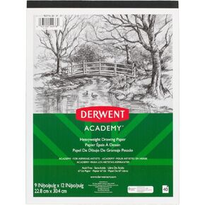 Derwent Academy Drawing Paper Pad, 40 Sheets, 9" x 12", Heavyweight (54978)
